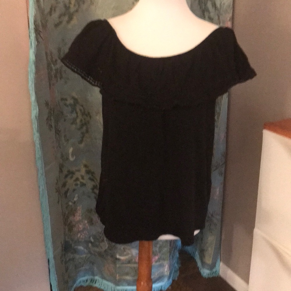 Cotton Off Shoulder Lace Peasant Blouse